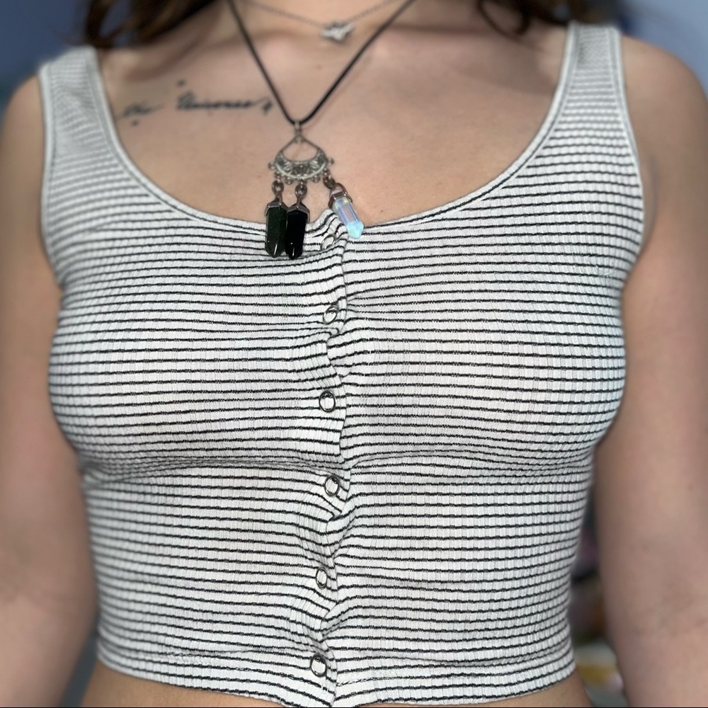 black and white stripped bottom crop top